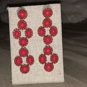 Stella + Dot coral drop earrings (adjustable size)